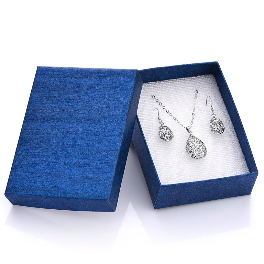 Sterling Silver Pear Shape Filigree Drop Earrings and Pendant Necklace Set